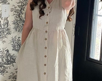 linen button down dress zara BELTED LINEN MIDI DRESS - Blue
