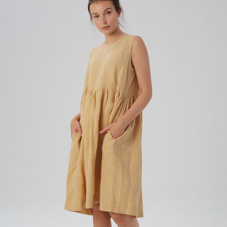 Ready to go Linen loose sleeveless dress SANTA CLARA / Washed soft linen dress / Mothers Day Gift image 4