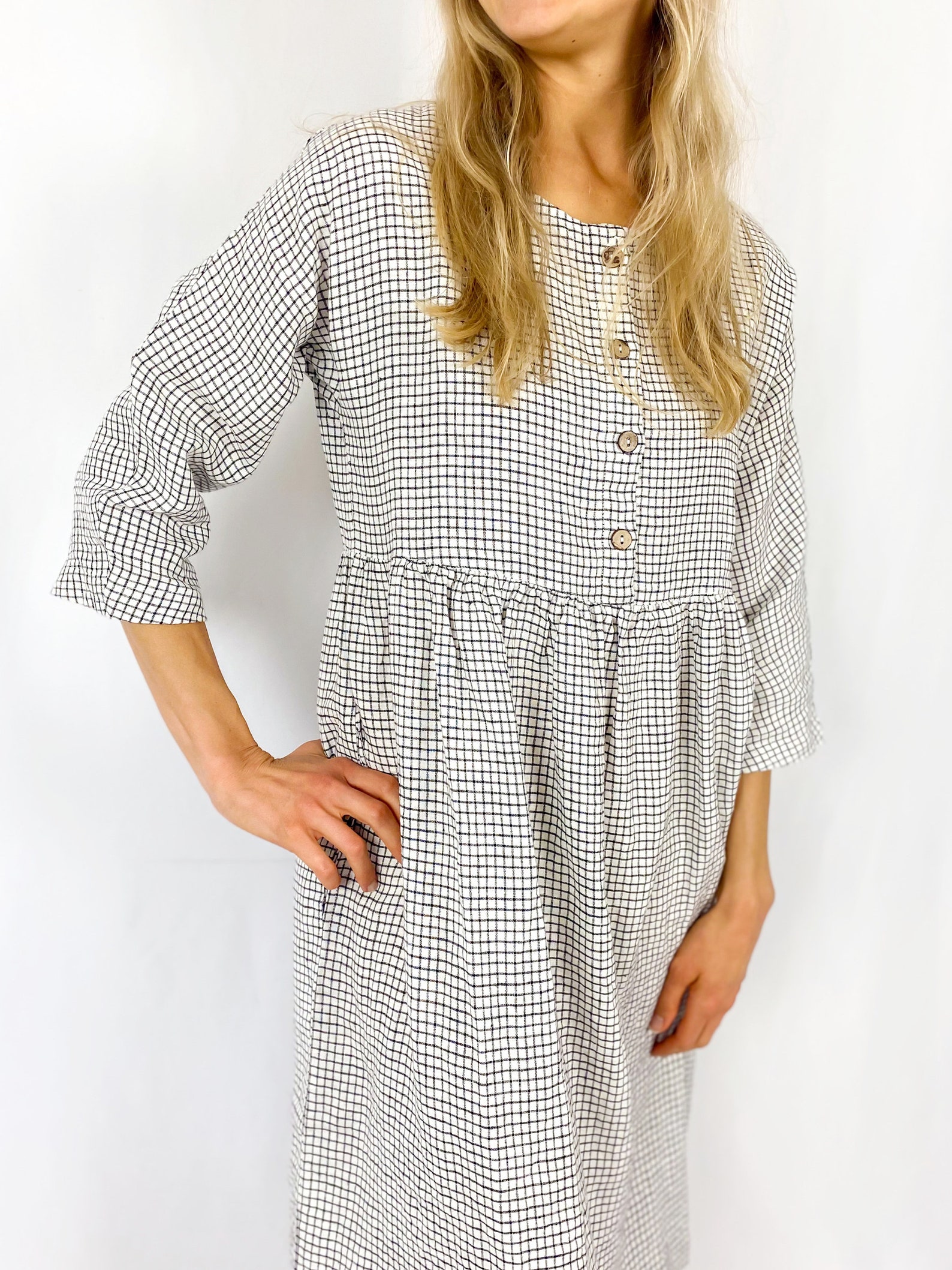 Linen Dress With Long Sleeves and Hidden Side Pockets San - Etsy