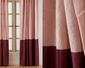 Custom Size Extra Wide Dual color Linen Curtain, Washed Soft Linen, Extra Long Cafe Curtain, Tietop, Eyelet, Rod Pocket, home_1026