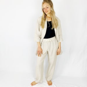 READY TO GO Linen pants with hidden side pockets / Loose linen Pants / Women pants with Elastic waistline / Mothers Day Gift image 4