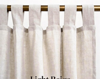 Custom Linen Curtain Panel, Tab Top Tie Top Rod Pocket Eyelet Curtains, Living Room Curtains, Cafe Curtains, Natural Linen Drapes