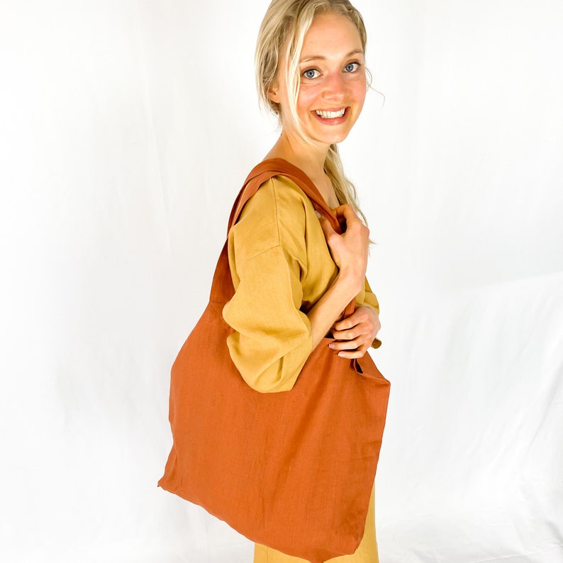 Personalized Linen tote bag, linen market bag, linen bag, linen travel bag, beach bag, tote bag, Mothers Day image 8