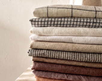 LINEN Fabric By Yard, GOTS Certified European Flax, Washed Preshrunk - 175-190Gsm, Medium Weight, Soft Organic