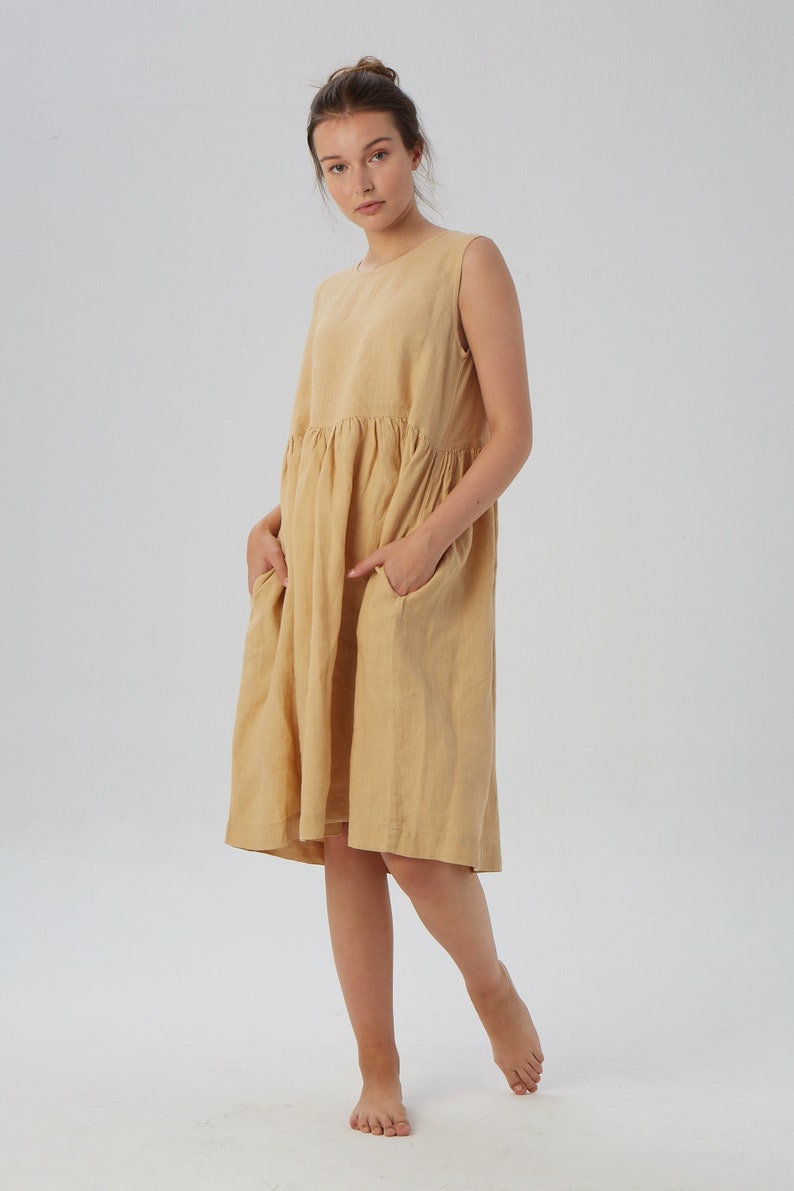 Linen loose sleeveless dress, SANTA CLARA / Washed soft linen dress / available in different colors / Mothers Day Gift image 4