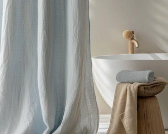 Cortina de ducha de lino, cortina para sala de estar, cortina de ducha personalizada, cortina de café, diseño de cortina con lazo, paneles de cortina de lino con ojales, bolsillo para barra, lino