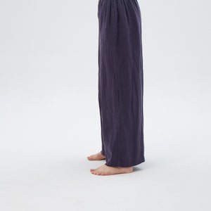 Pantalon large en lin avec poches latérales AUSTIN / Pantalon en lin à taille élastique de la longueur souhaitée / Cadeau pour la fête des Mères image 3