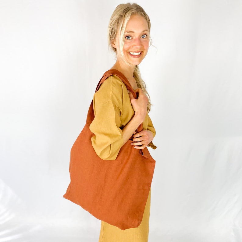 Personalized Linen tote bag, linen market bag, linen bag, linen travel bag, beach bag, tote bag, Mothers Day image 5