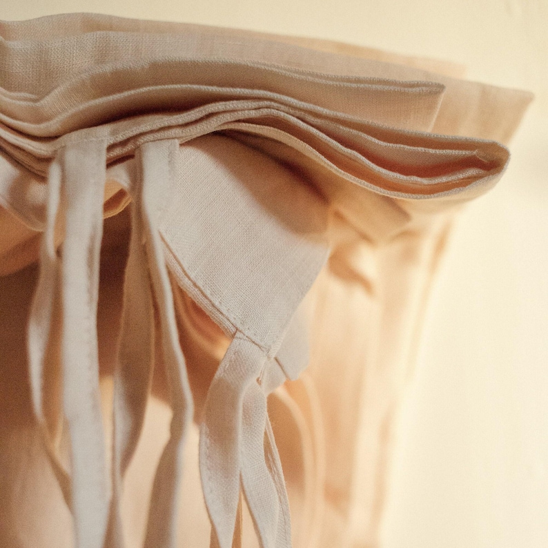 Linen Curtain (1 Panel) with Ruffles, Ruffled Cafe Curtain, Cloth Divider, Flax Curtains, Natural curtains, Extra Long curtains image 3