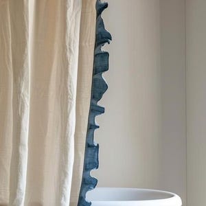 Linen Curtain (1 Panel) with Ruffles, Ruffled Cafe Curtain, Cloth Divider, Flax Curtains, Natural curtains, Extra Long curtains image 6
