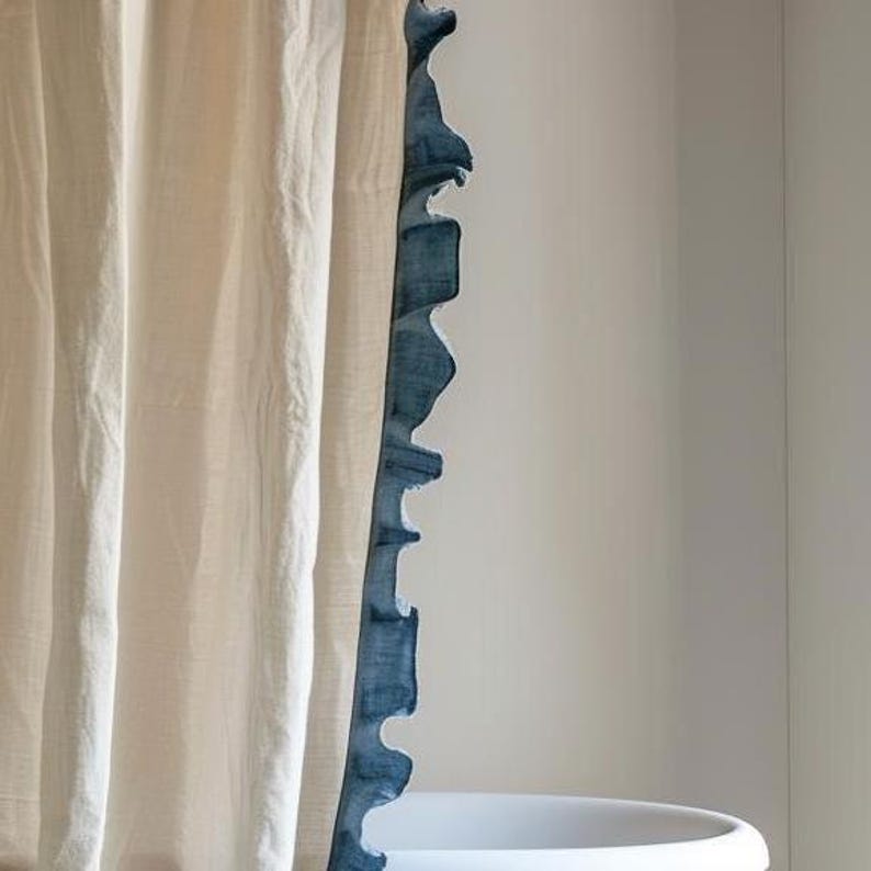 Linen Curtain (1 Panel) with Ruffles, Ruffled Cafe Curtain, Cloth Divider, Flax Curtains, Natural curtains, Extra Long curtains image 6