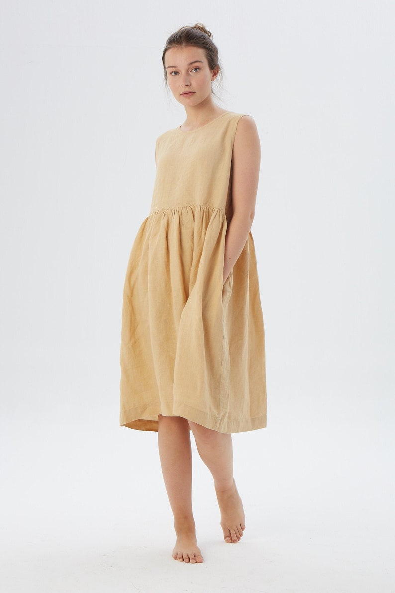 Linen loose sleeveless dress, SANTA CLARA / Washed soft linen dress / available in different colors / Mothers Day Gift image 1