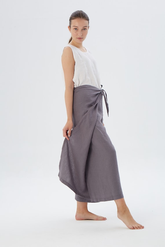 Ready to Go Linen Wide leg Wrap around pants, TEXAS