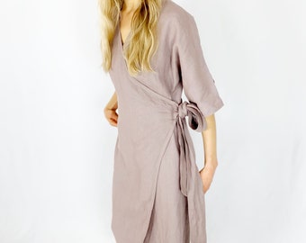 Ready to go Wrap Linen Dress for Women, DANA POINT / Fall Linen Dress / Maternity Linen Dress / Oversized Linen Dress / Mothers Day Gift