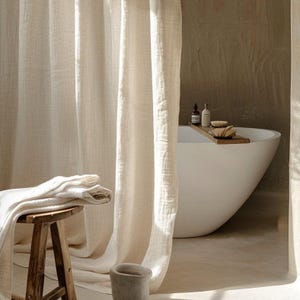 Linen Shower Curtain Livingroom Curtain Customshower Curtain Cafe Curtain Design Tietop Curtain Eyelet Linen Curtain Panels Rod Pocket Linen image 8