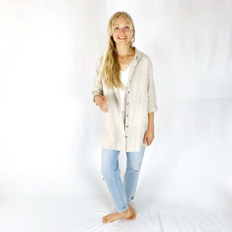 Linen Shirt women, Loose Linen Shirt, Linen Blouse, 100% Linen Shirt, Linen Top, Mothers Day Gift image 9