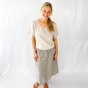 Short Sleeve Linen Blouse Long Island / Linen short sleeve Shirt / Linen loose blouse / Linen Clothing for Women / Mothers Day Gift image 4
