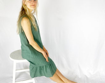 Handcrafted Linen Breastfeeding Dress with Front Snap Closure, OAKLAND - Functional Maternity Dress - Nursing-Friendly - Mothers Day Gift