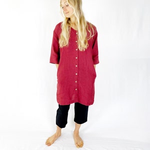 Ready to go Linen Long tunic, Linen Long Shirt, Linen Women Clothing, Linen Blouse, 100% Linen Shirt, Mothers Day Gift image 2