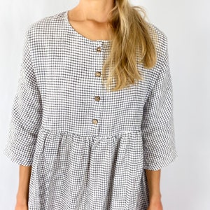 Linen dress with long sleeves and hidden side pockets, San Clemente / Washed and soft linen dress with buttons / Mothers Day image 5