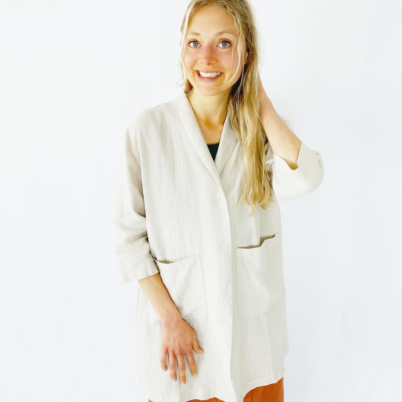 Oversized Linen Jacket, Summer Jacket, Wrap Linen Jacket, Linen Clothing, Linen Outwear, Mothers Day Gift image 8