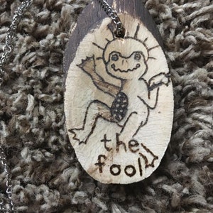 Wood Burning Major Arcana Tarot Frog Custom Necklace