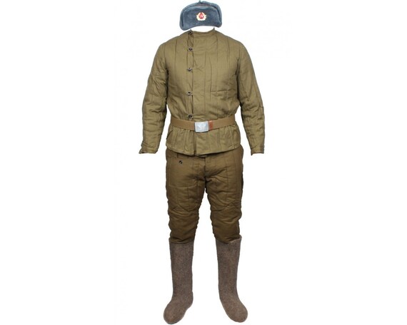 Fufaika + pants Russian army WWII original costume Vintage Red Army Soviet warm Winter Uniform Men/'s Military set
