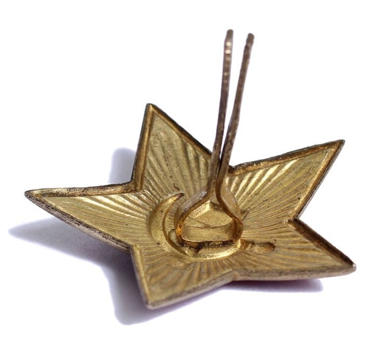 Brass /& Enamel Russian RED STAR hat Insignia RKKA Badge