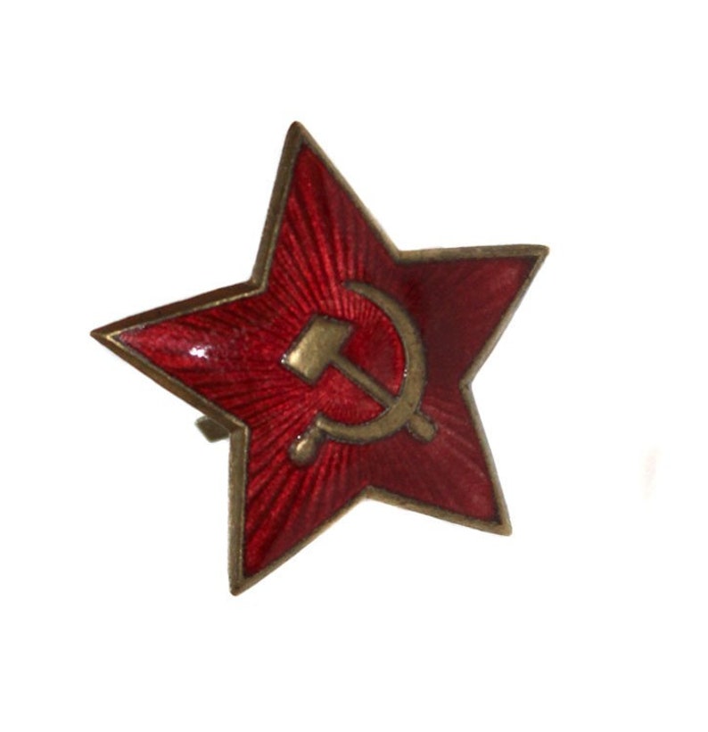Brass /& Enamel Russian RED STAR hat Insignia RKKA Badge