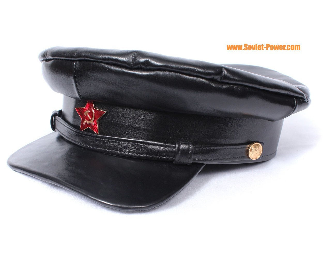 leather officer cap