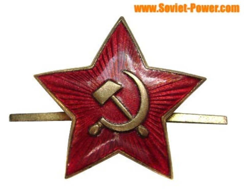 Brass /& Enamel Russian RED STAR hat Insignia RKKA Badge