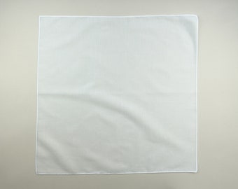 Bandana de algodón blanca / Fabricada en Japón / 55 x 55 cm / Doblada con hilo de algodón / Perfecta para proyectos de teñido