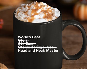 Ear Nose And Throat Doctor Gift - World's Best Head And Neck Master Black Coffee Mug - Otorhinolaryngologist Present - ENT Surgeon