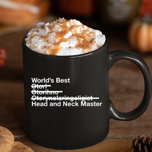 Regalo para otorrinolaringólogo - Taza de café negra para el mejor maestro de cabeza y cuello del mundo - Regalo para otorrinolaringólogo - Cirujano otorrinolaringólogo
