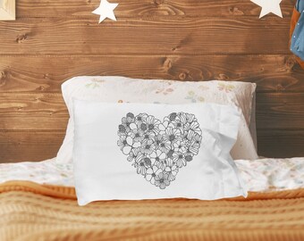 Color or Paint Your Own Pillowcase Flower Heart