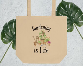 Gardener Gift - Gardening is Life Organic Cotton Tote Bag