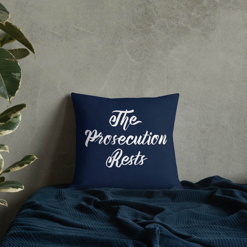 Attorney Gift - The Prosecution Rests Navy Blue Throw Pillow