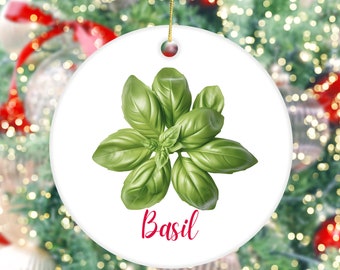 Gardener Gift - Basil Herb Ceramic Ornament - Chef Present