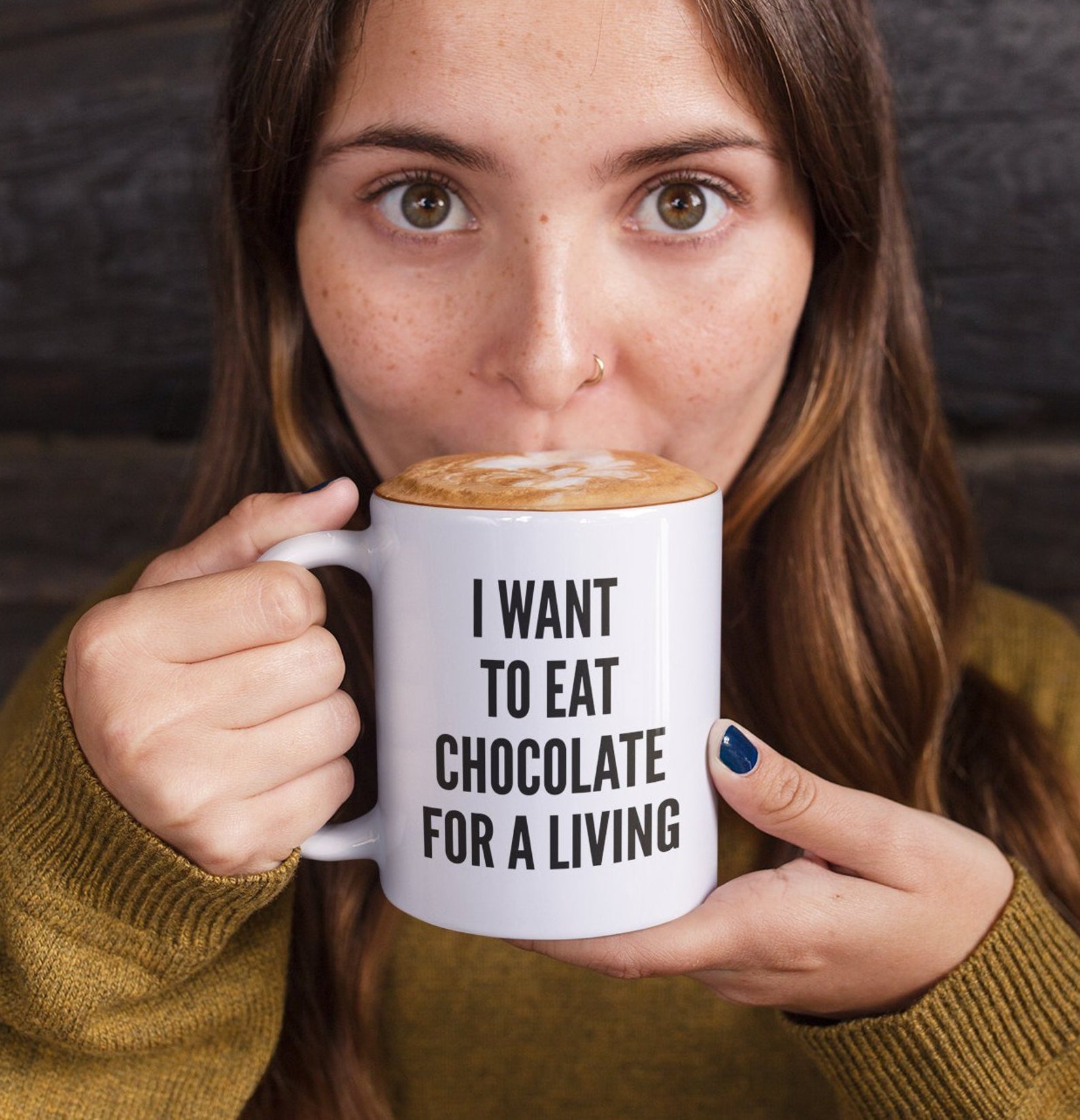 Chocoholic Gifts I Want to Eat Chocolate for A Living Mug Coffee Tea
