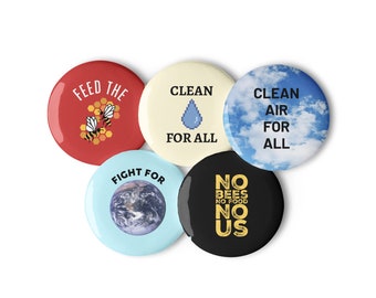 Environmentalist Gift - Set of 5 Environmental Pin Buttons