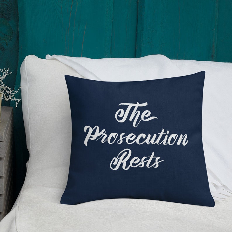 Attorney Gift - The Prosecution Rests Navy Blue Throw Pillow