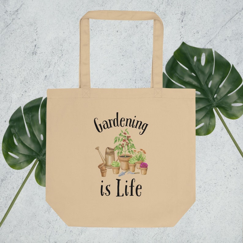 Gardener Gift Gardening is Life Organic Cotton Tote Bag image 1