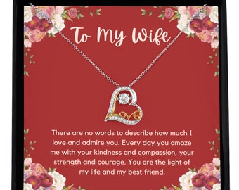 Valentines Day Gift - To My Wife Sterling Silver Necklace With Message - Anniversary Present
