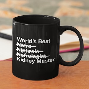 Regalo de Nefrología - Taza de Café Negra del Mejor Maestro Renal del Mundo - Cumpleaños de Nefrólogo - Regalo para Médico Renal