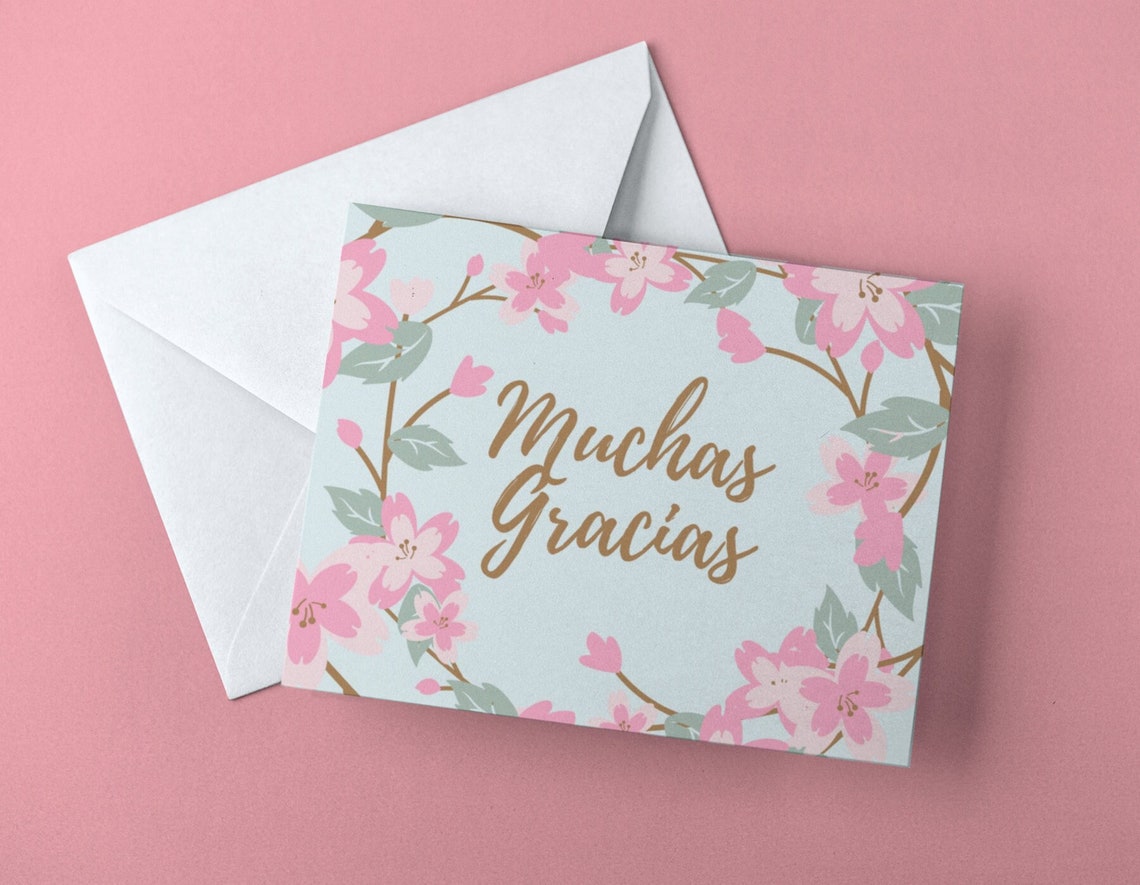 Muchas Gracias Thank You Note Poscard Printable PDF | Etsy