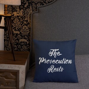 Attorney Gift - The Prosecution Rests Navy Blue Throw Pillow