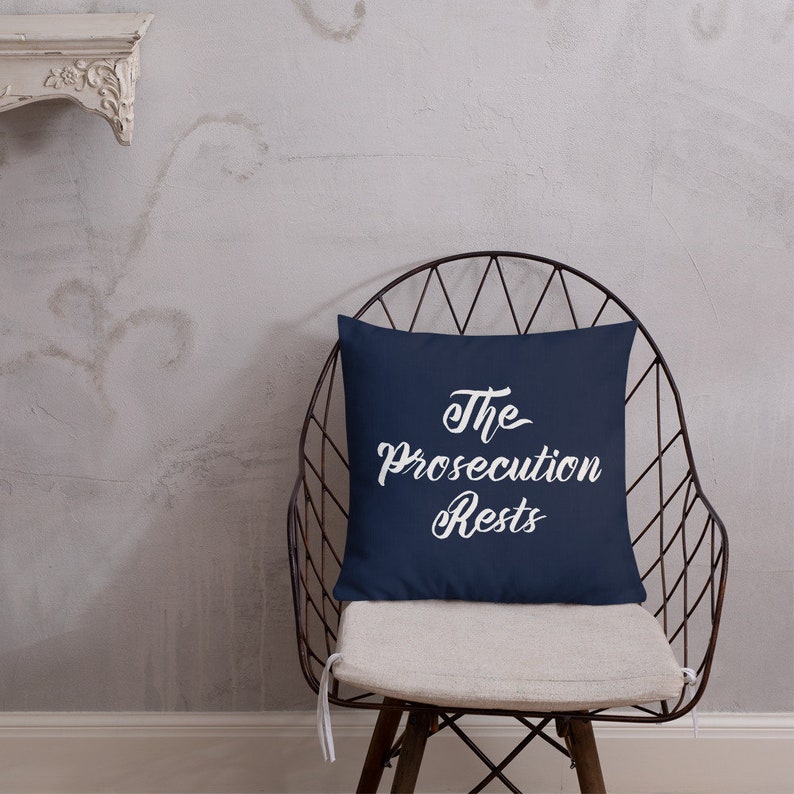 Attorney Gift - The Prosecution Rests Navy Blue Throw Pillow