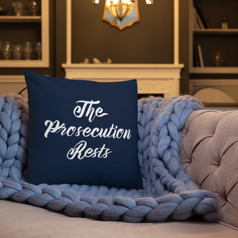 Attorney Gift - The Prosecution Rests Navy Blue Throw Pillow