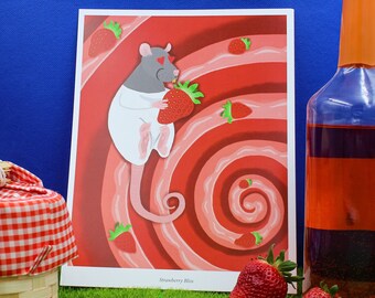 Impresión artística de rata fresa en cartulina de cubierta