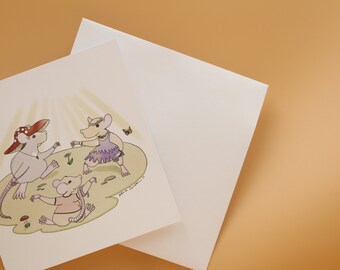 Ratas Bailarina - Tarjetas Dobladas (con sobres en blanco)